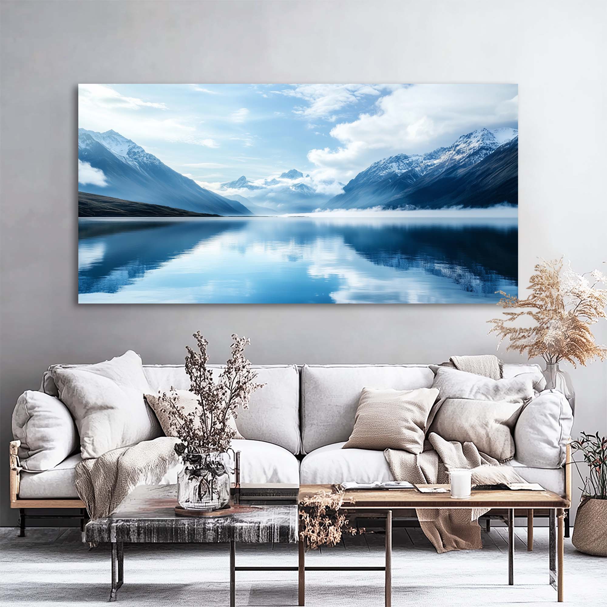 Blue Nature Wall Art for Living Room Canvas Painting Prints Art Deco Artwork Office Bedroom Decor