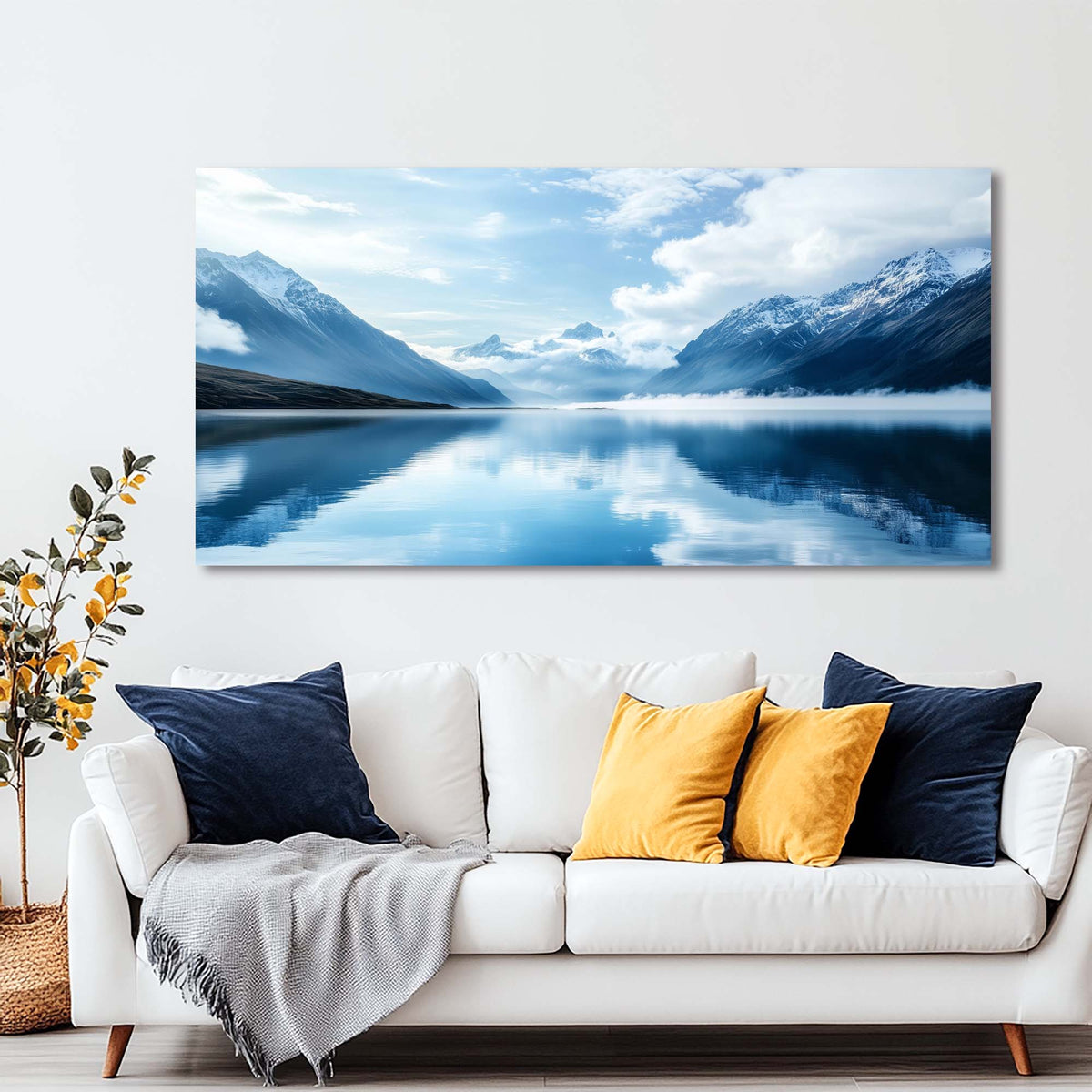 Blue Nature Wall Art for Living Room Canvas Painting Prints Art Deco Artwork Office Bedroom Decor