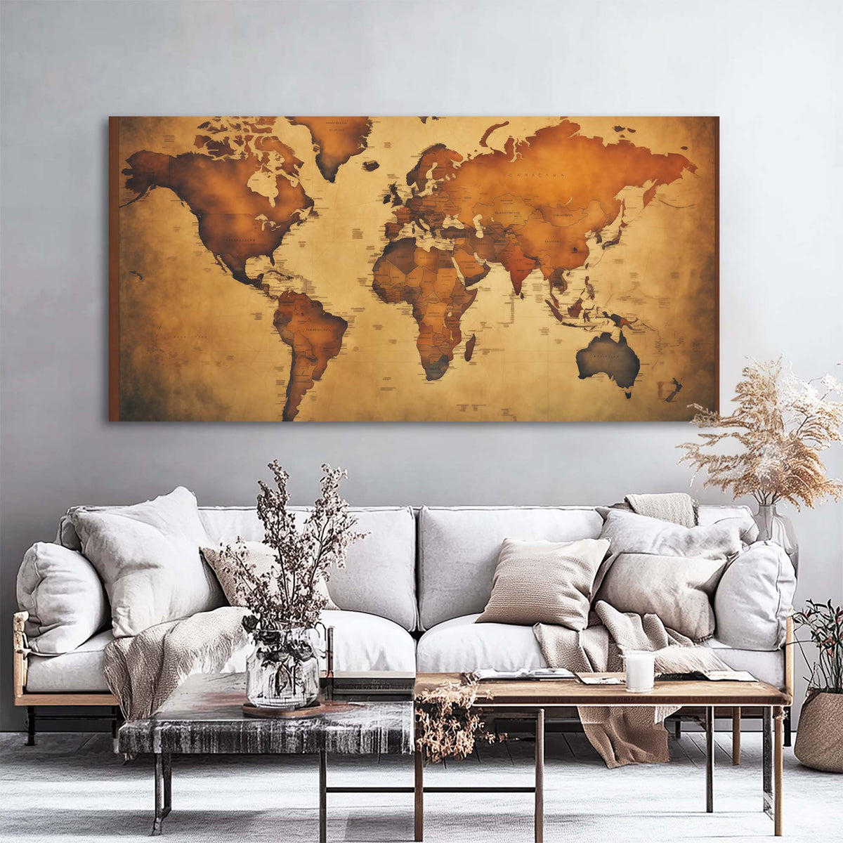 Brown Retro Nature Canvas Wall Art for Living Room Prints Artwork Bedroom Office Decor