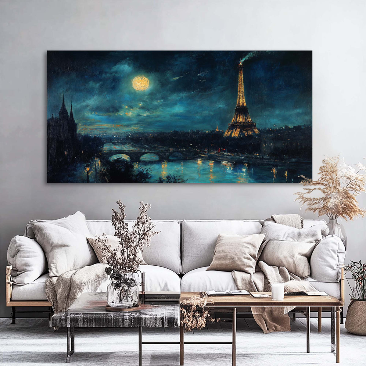 Navy Blue Nature Wall Art for Living Room Canvas Painting Prints Art Deco Artwork Office Bedroom Decor
