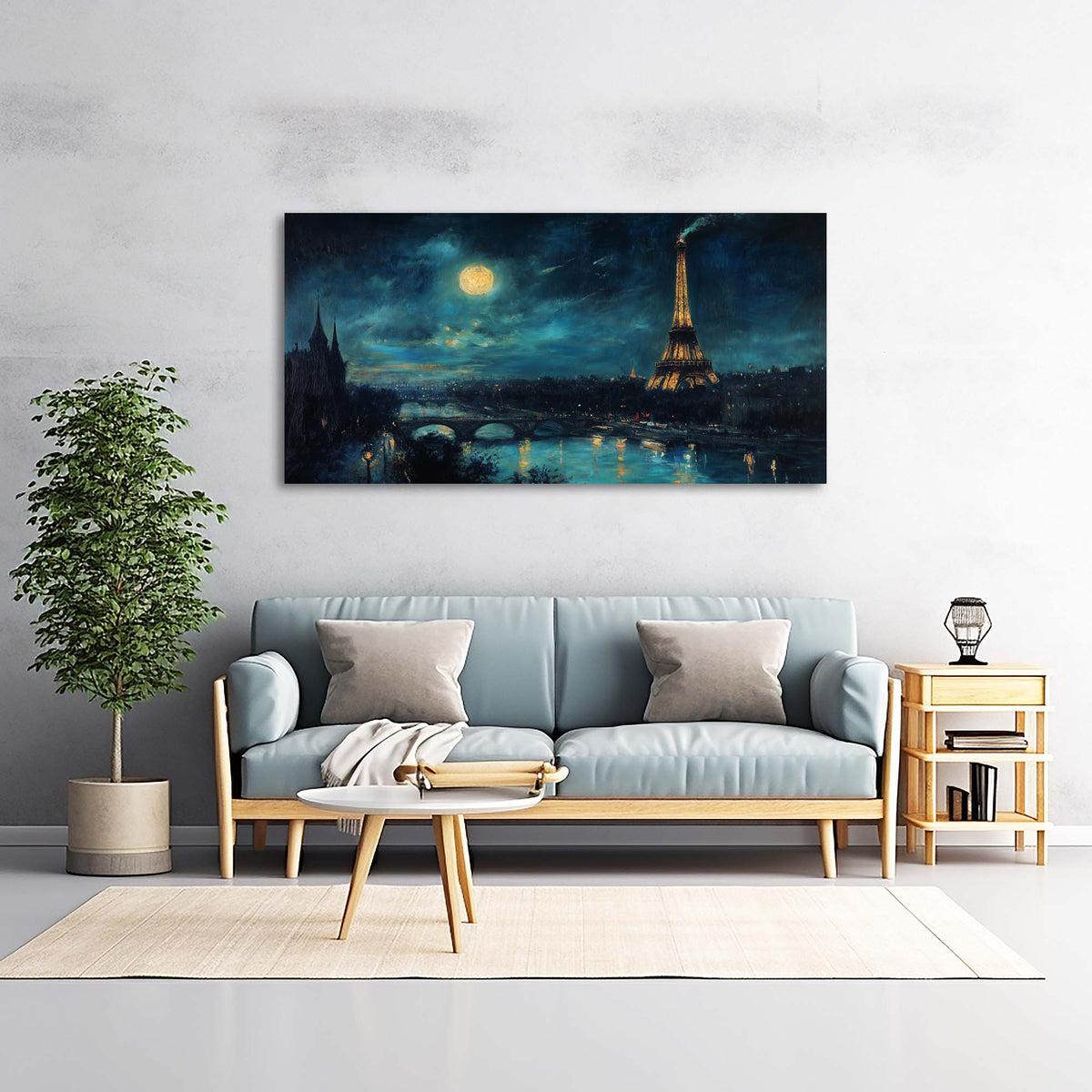 Navy Blue Nature Wall Art for Living Room Canvas Painting Prints Art Deco Artwork Office Bedroom Decor