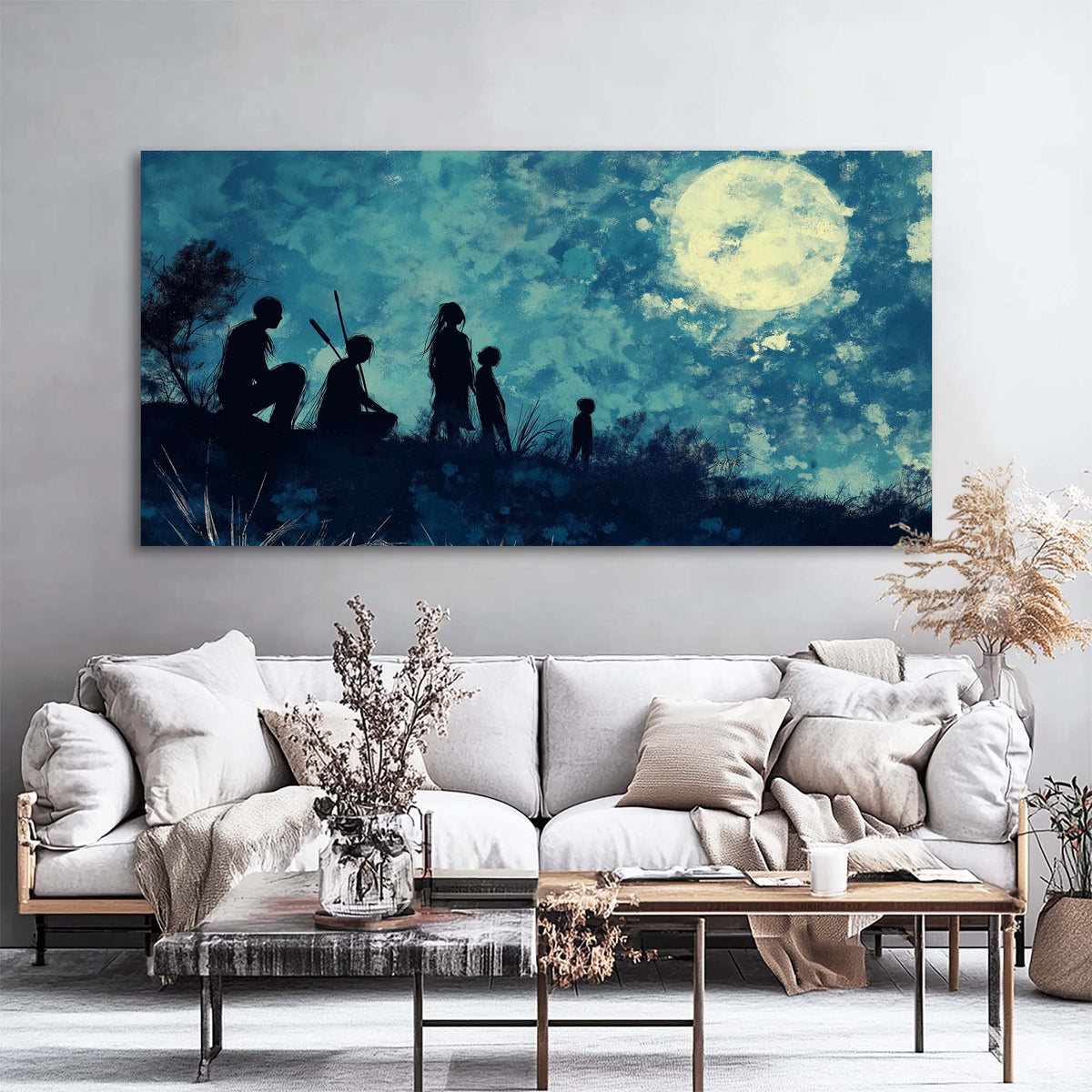 Blue Mysterious Horror Wall Art Modern Canvas Painting Prints Artwork Office Hallway Bedroom Living Room Decor