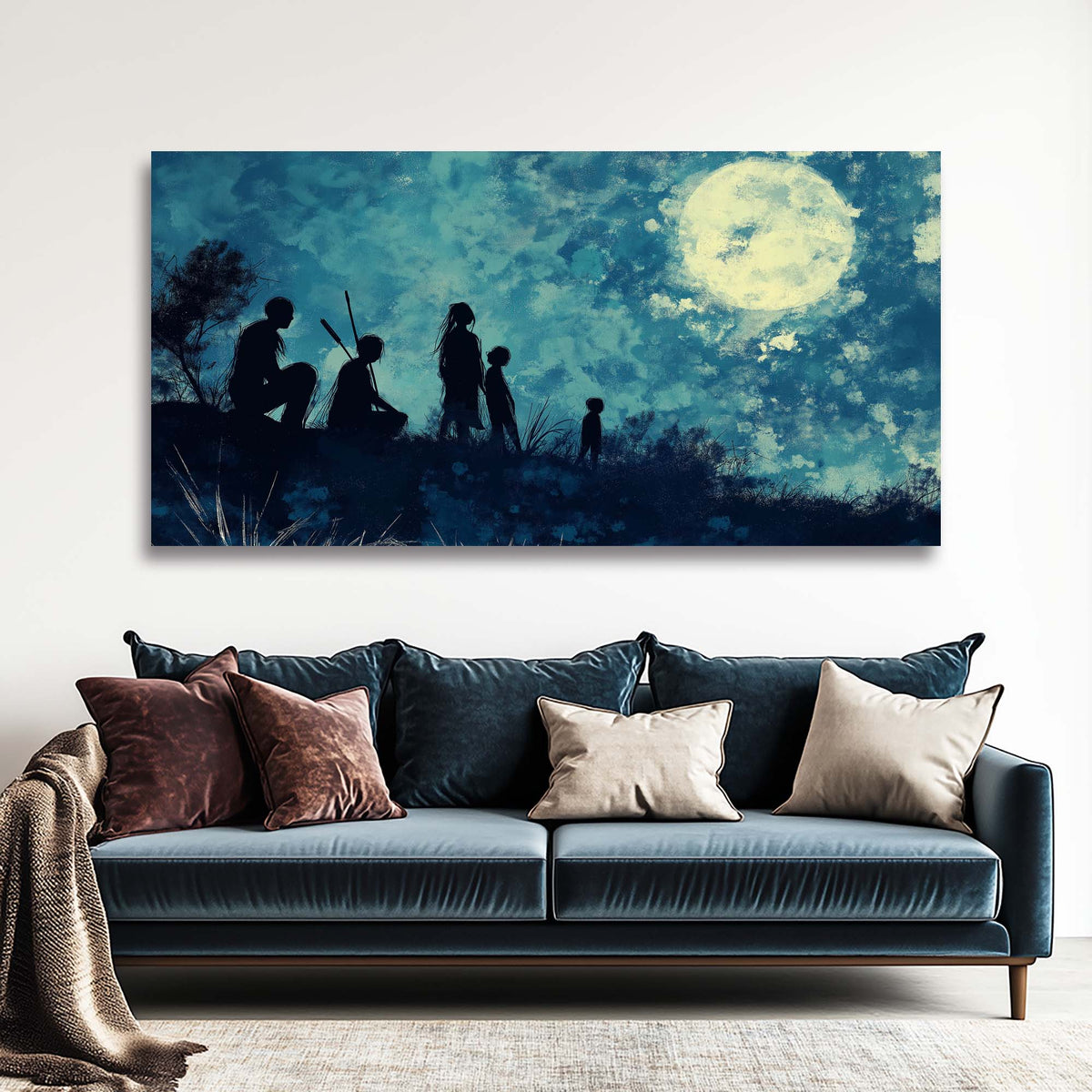 Blue Mysterious Horror Wall Art Modern Canvas Painting Prints Artwork Office Hallway Bedroom Living Room Decor