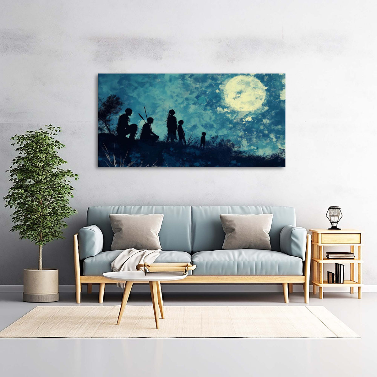 Blue Mysterious Horror Wall Art Modern Canvas Painting Prints Artwork Office Hallway Bedroom Living Room Decor