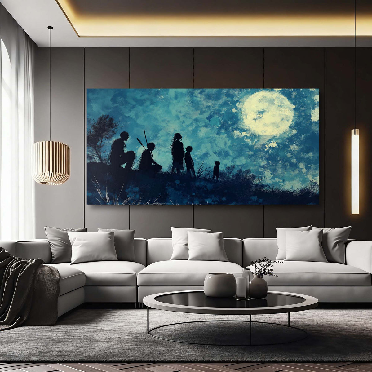 Blue Mysterious Horror Wall Art Modern Canvas Painting Prints Artwork Office Hallway Bedroom Living Room Decor