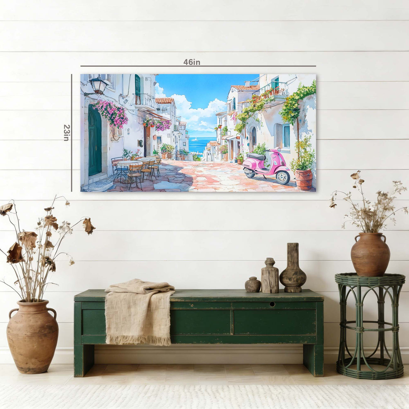Blue Coastal Floral Wall Art Art Deco Painting Prints Canvas Artwork Living Room Family Bedroom Office Decor