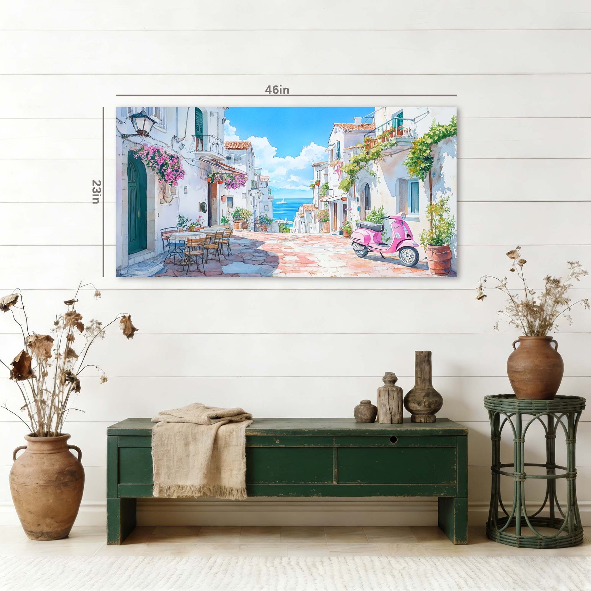 Blue Coastal Floral Wall Art Art Deco Painting Prints Canvas Artwork Living Room Family Bedroom Office Decor