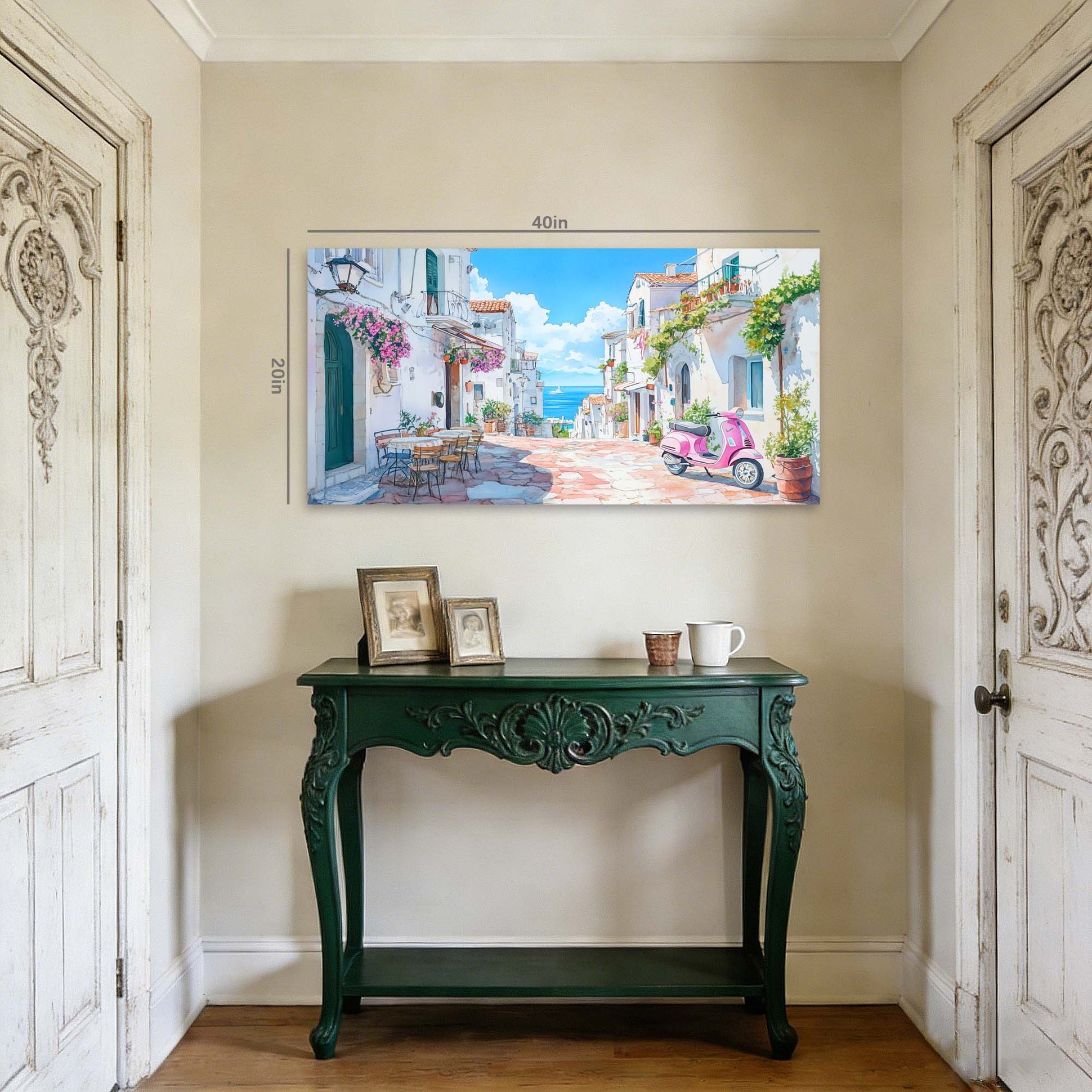 Blue Coastal Floral Wall Art Art Deco Painting Prints Canvas Artwork Living Room Family Bedroom Office Decor