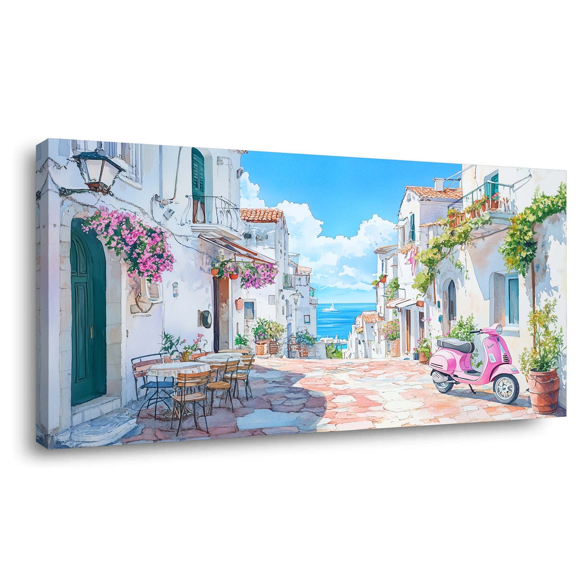 Blue Coastal Floral Wall Art Art Deco Painting Prints Canvas Artwork Living Room Family Bedroom Office Decor