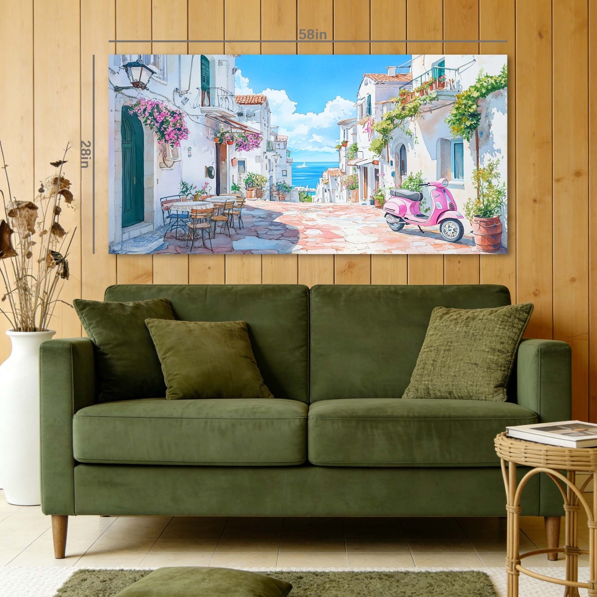 Blue Coastal Floral Wall Art Art Deco Painting Prints Canvas Artwork Living Room Family Bedroom Office Decor