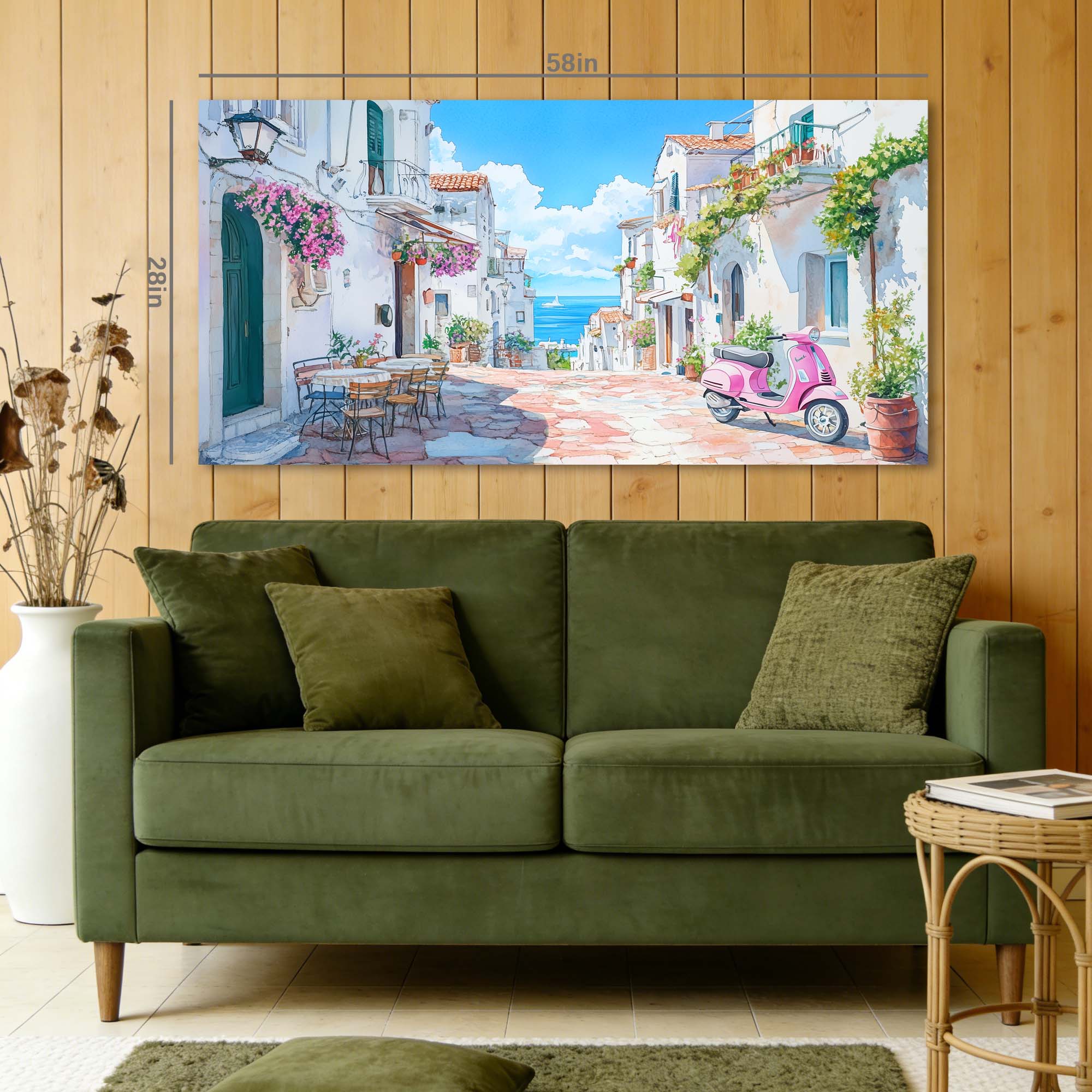 Blue Coastal Floral Wall Art Art Deco Painting Prints Canvas Artwork Living Room Family Bedroom Office Decor