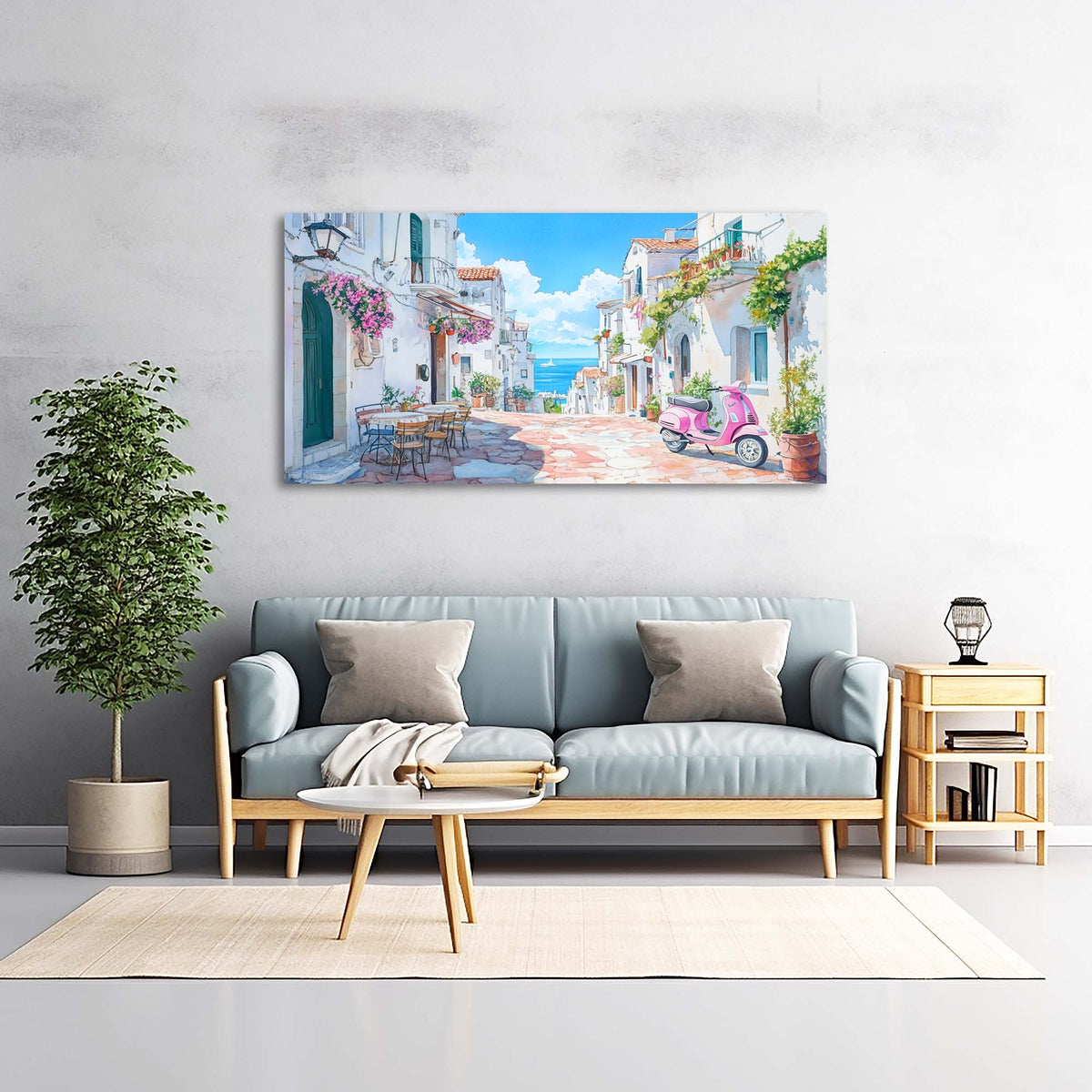 Blue Coastal Floral Wall Art Art Deco Painting Prints Canvas Artwork Living Room Family Bedroom Office Decor