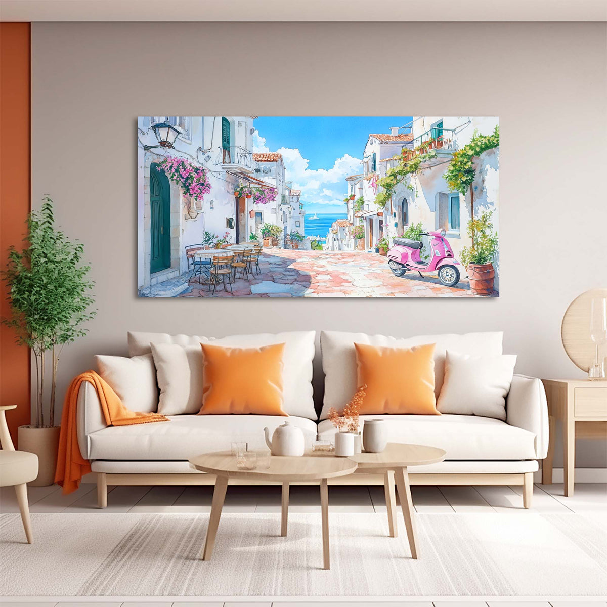 Blue Coastal Floral Wall Art Art Deco Painting Prints Canvas Artwork Living Room Family Bedroom Office Decor