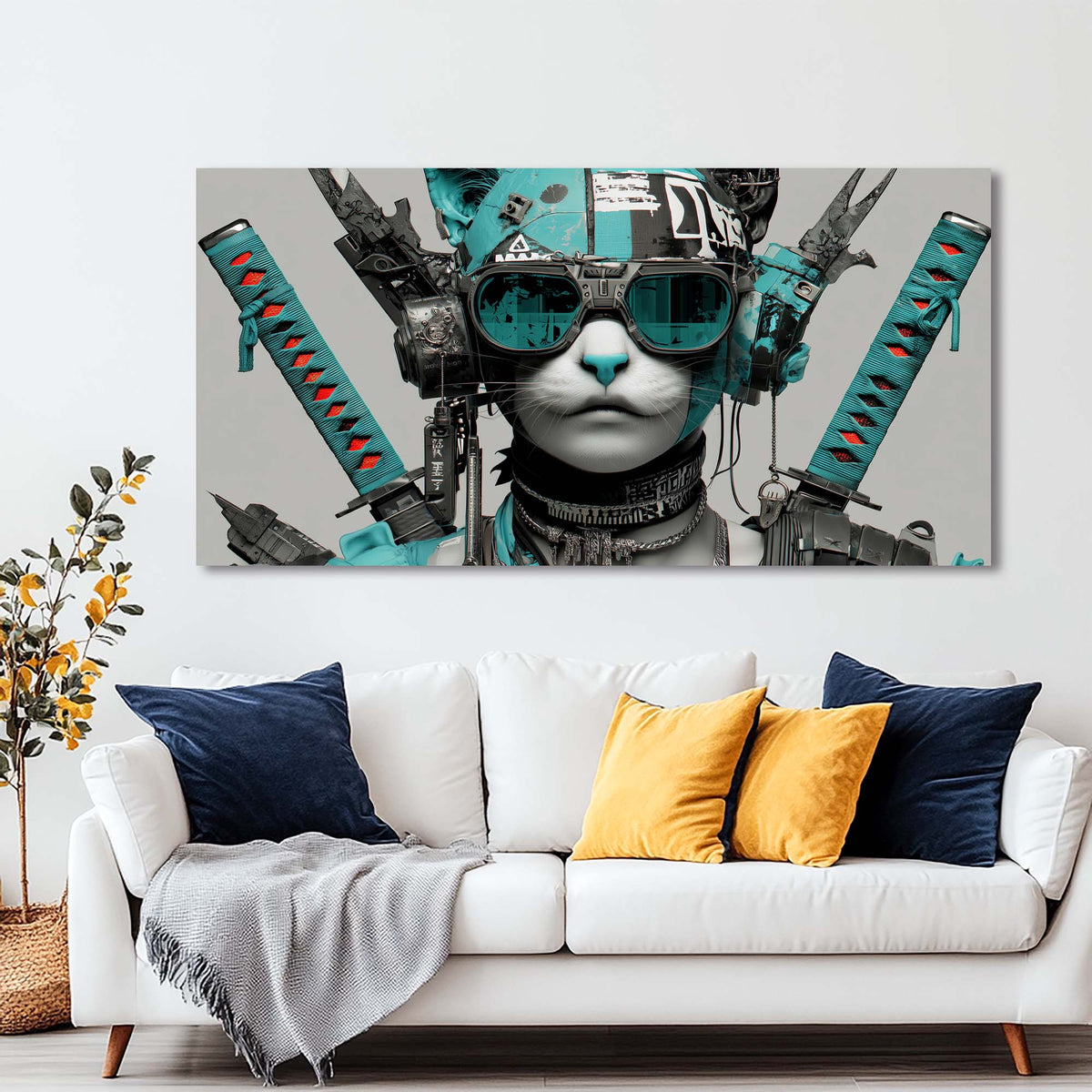 Blue Black and White Abstract Wall Art for Living Room Canvas Painting Prints Artwork Family Bedroom Office Decor