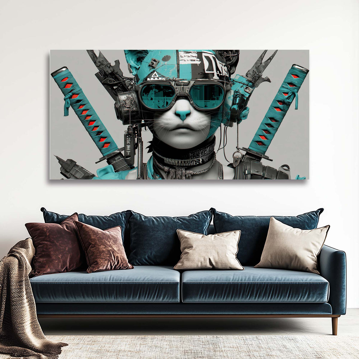 Blue Black and White Abstract Wall Art for Living Room Canvas Painting Prints Artwork Family Bedroom Office Decor