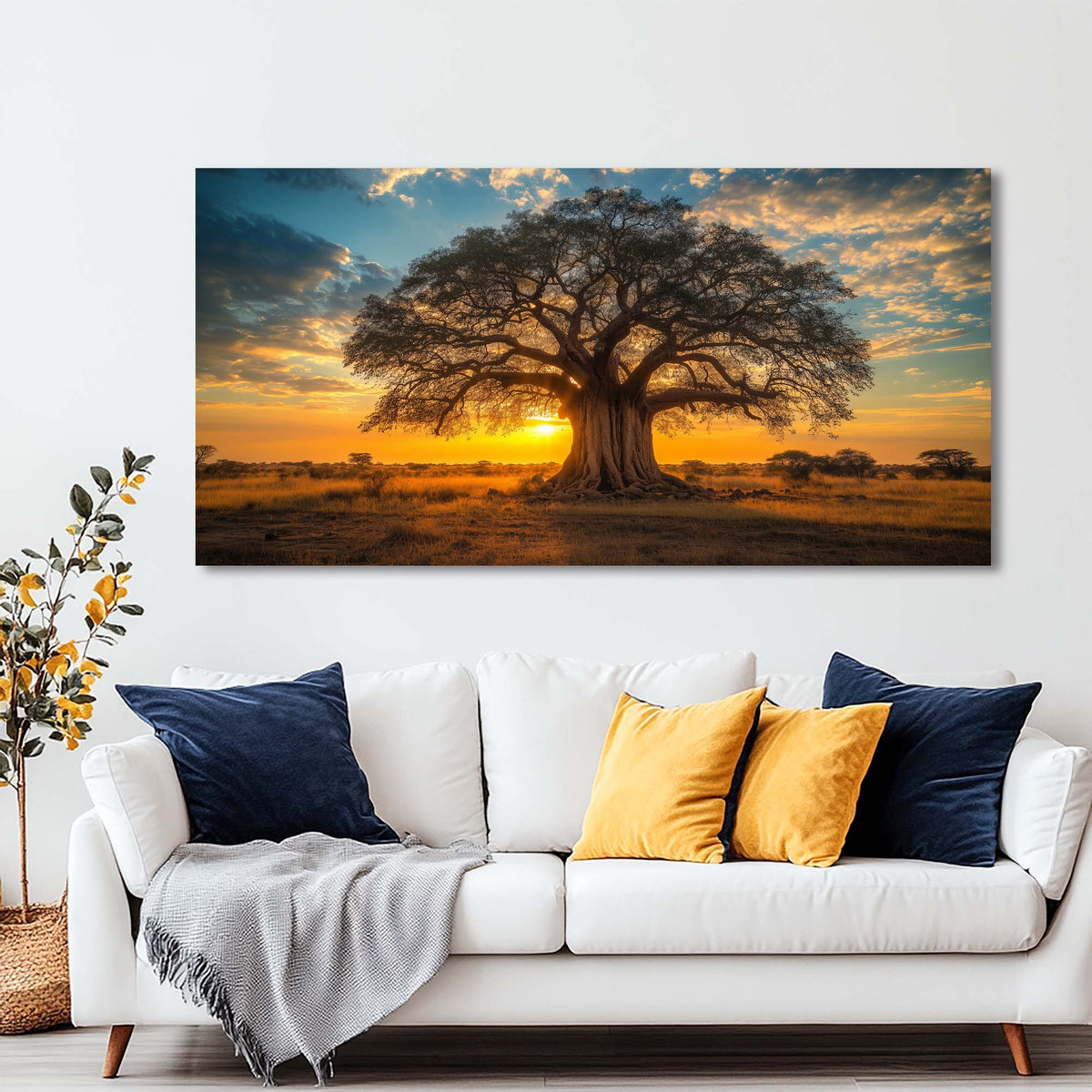 Navy Blue Wildlife Nature Canvas Wall Art for Living Room Prints Artwork Bedroom Office Decor