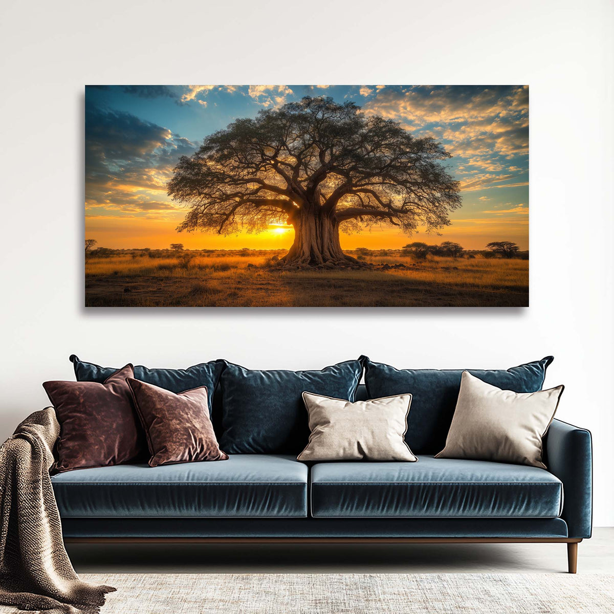 Navy Blue Wildlife Nature Canvas Wall Art for Living Room Prints Artwork Bedroom Office Decor
