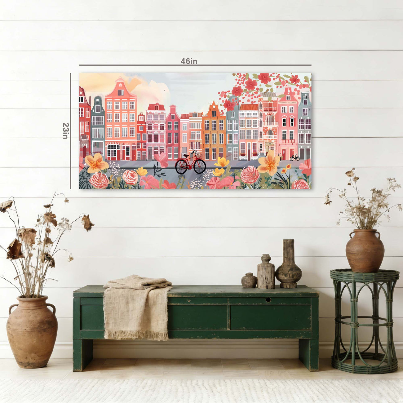Green Spring Floral Wall Art Modern Canvas Painting Prints Artwork Office Hallway Bedroom Living Room Decor