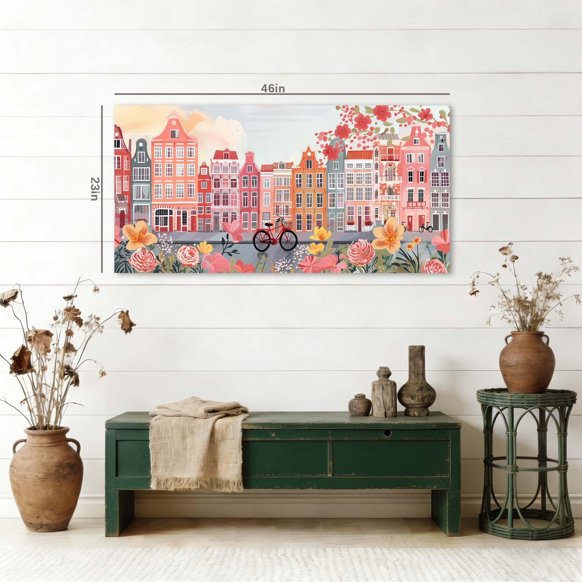 Green Spring Floral Wall Art Modern Canvas Painting Prints Artwork Office Hallway Bedroom Living Room Decor