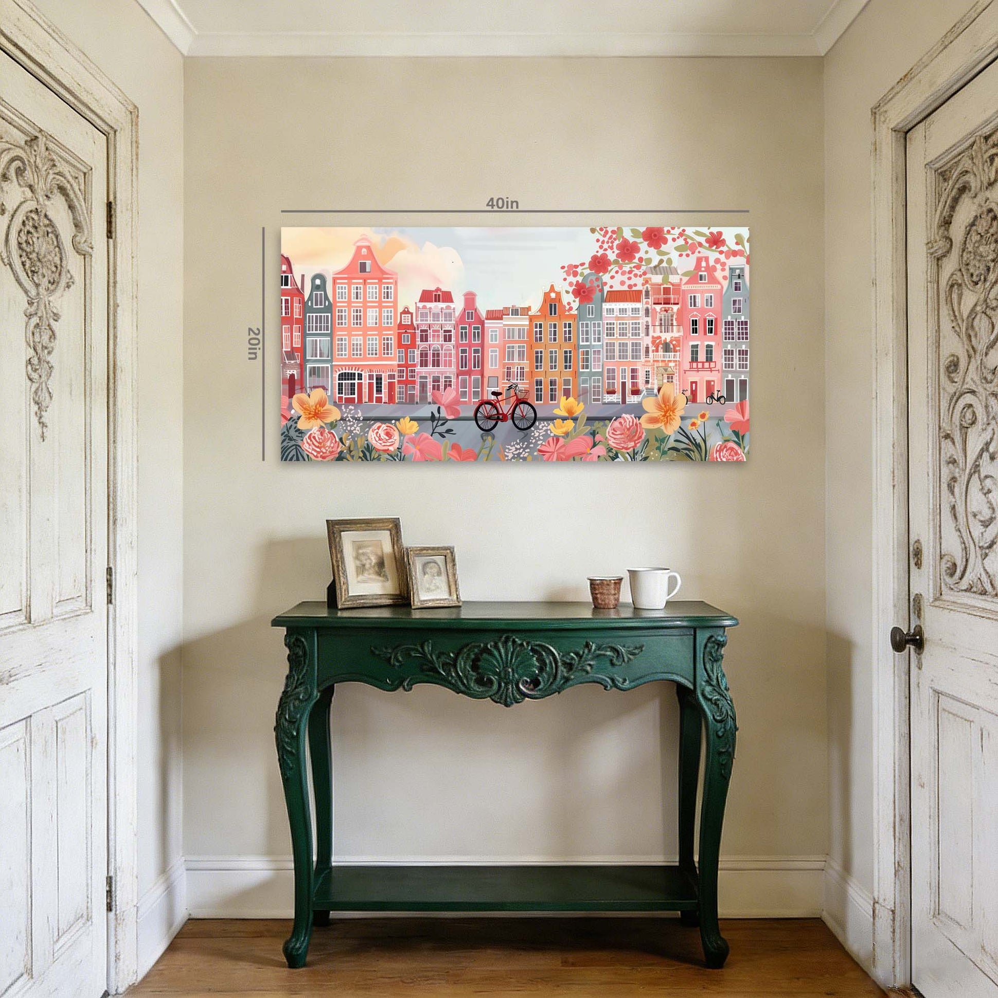 Green Spring Floral Wall Art Modern Canvas Painting Prints Artwork Office Hallway Bedroom Living Room Decor