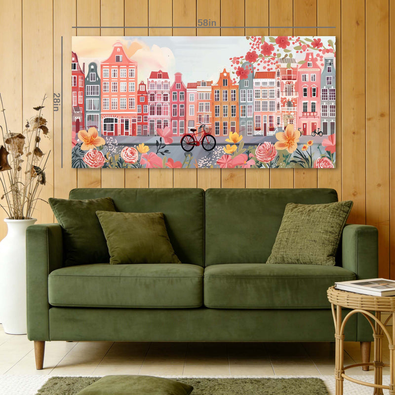 Green Spring Floral Wall Art Modern Canvas Painting Prints Artwork Office Hallway Bedroom Living Room Decor