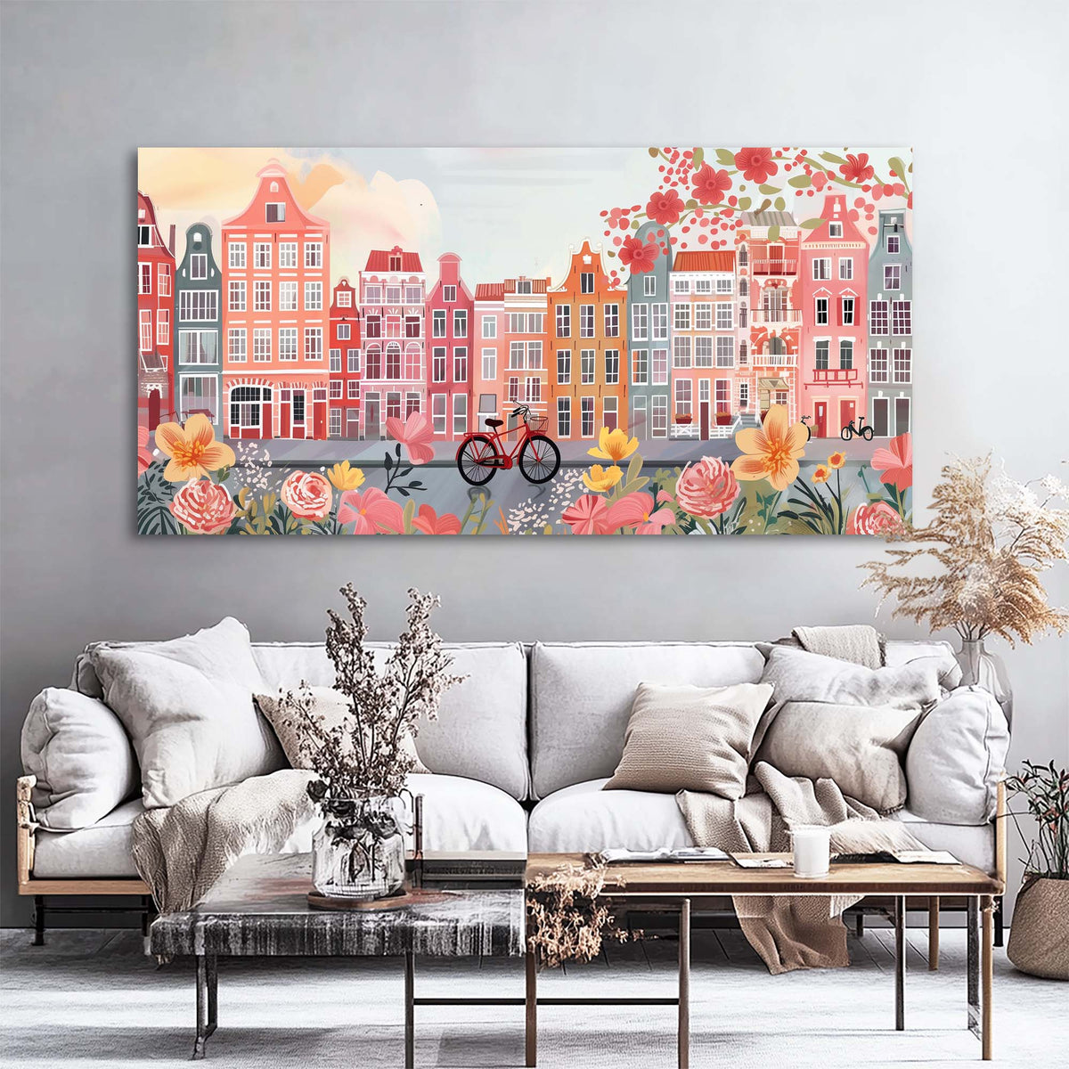 Green Spring Floral Wall Art Modern Canvas Painting Prints Artwork Office Hallway Bedroom Living Room Decor
