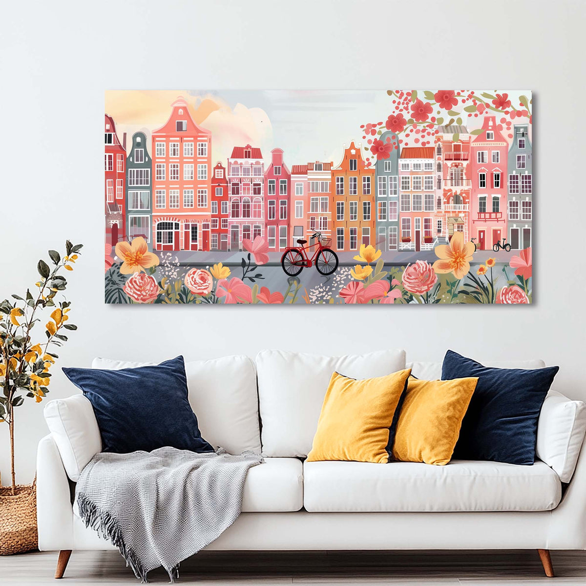 Green Spring Floral Wall Art Modern Canvas Painting Prints Artwork Office Hallway Bedroom Living Room Decor