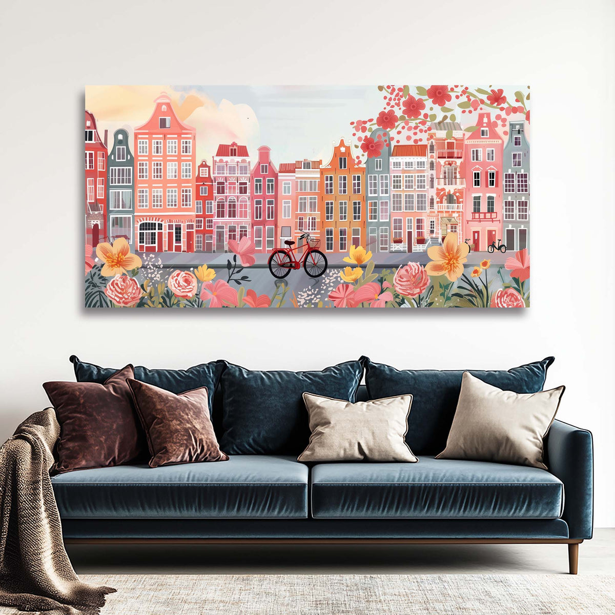 Green Spring Floral Wall Art Modern Canvas Painting Prints Artwork Office Hallway Bedroom Living Room Decor