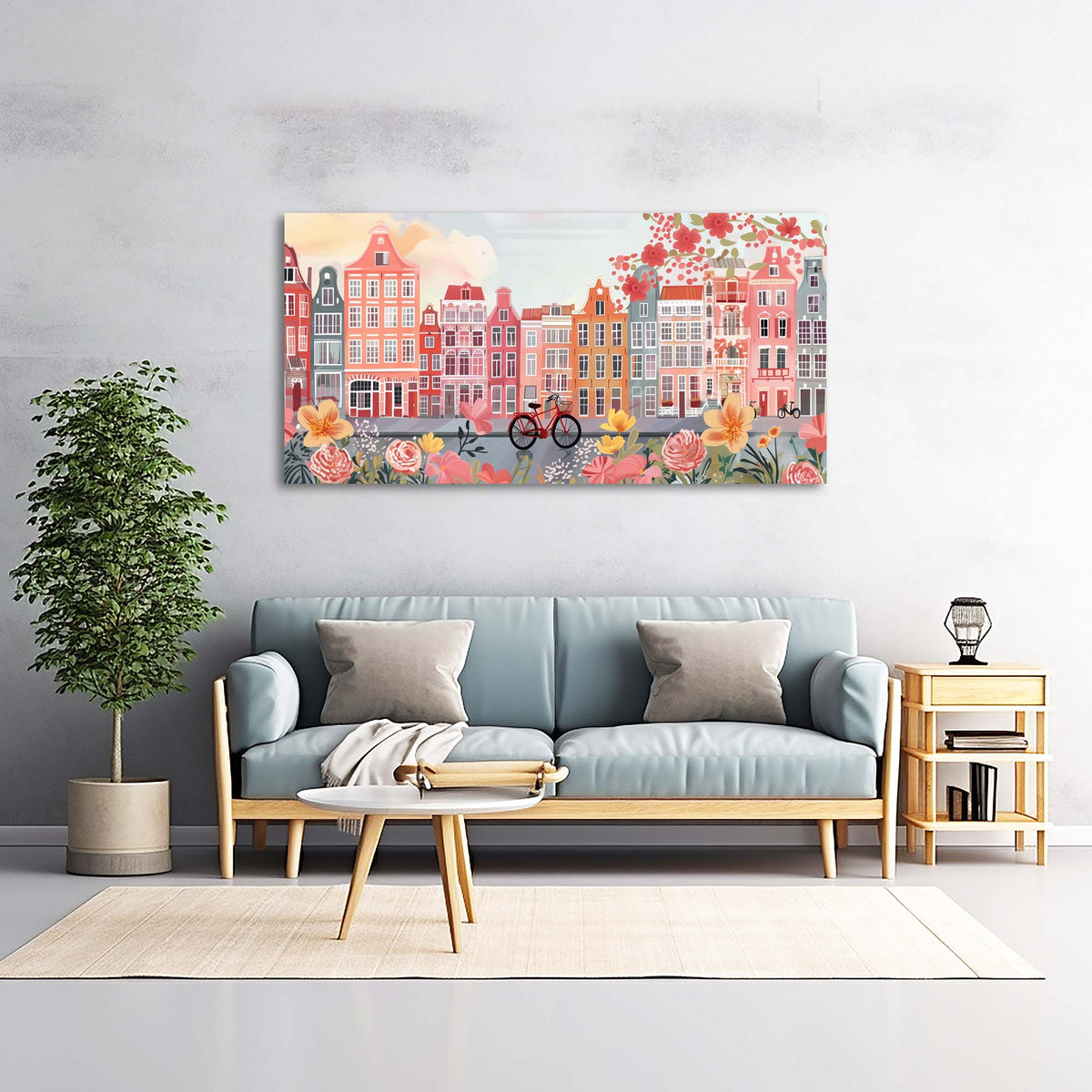 Green Spring Floral Wall Art Modern Canvas Painting Prints Artwork Office Hallway Bedroom Living Room Decor