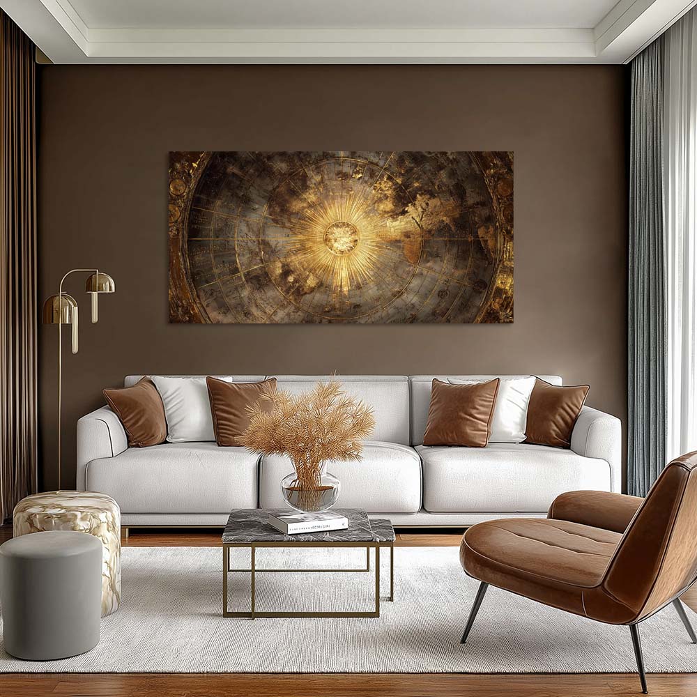 Gold Mysterious Maps Wall Art Modern Canvas Painting Prints Artwork Office Hallway Bedroom Living Room Decor