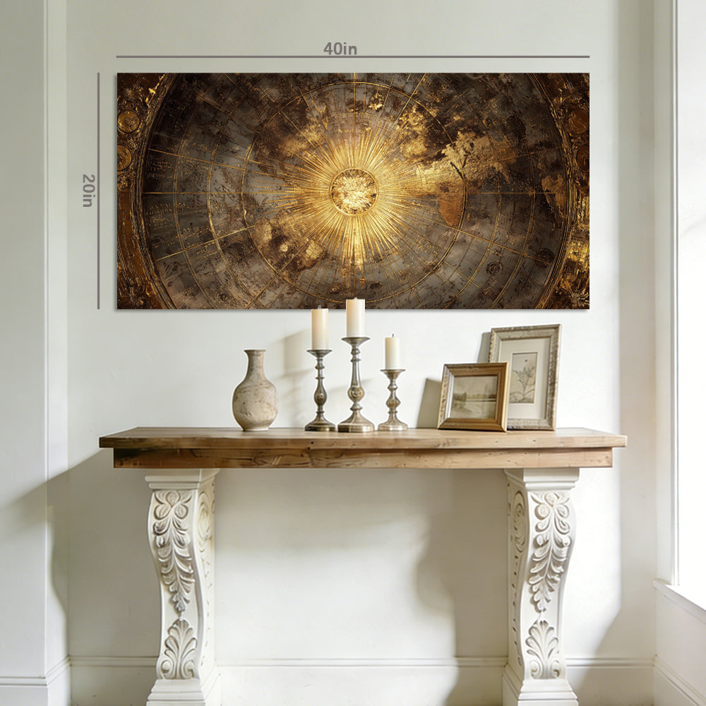 Gold Mysterious Maps Wall Art Modern Canvas Painting Prints Artwork Office Hallway Bedroom Living Room Decor
