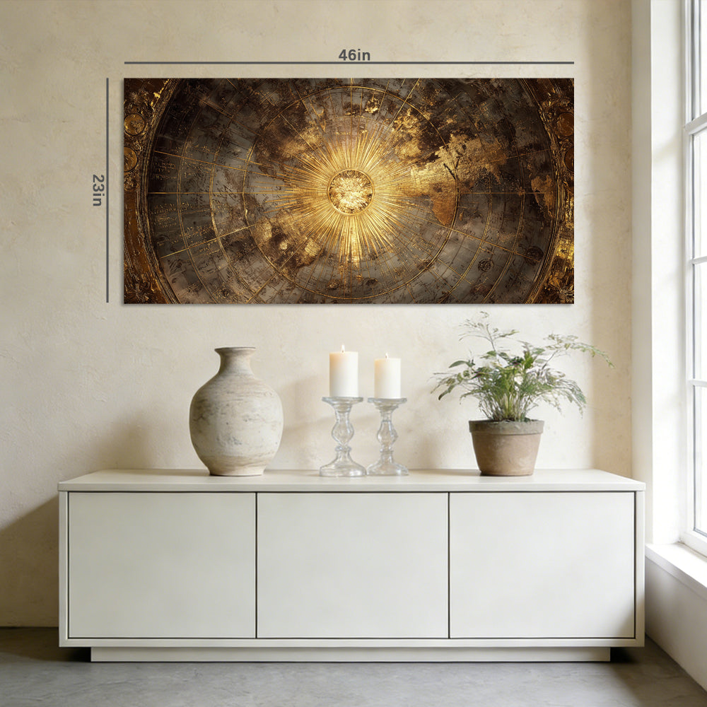 Gold Mysterious Maps Wall Art Modern Canvas Painting Prints Artwork Office Hallway Bedroom Living Room Decor