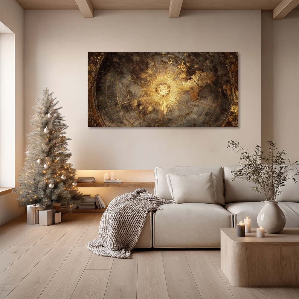 Gold Mysterious Maps Wall Art Modern Canvas Painting Prints Artwork Office Hallway Bedroom Living Room Decor