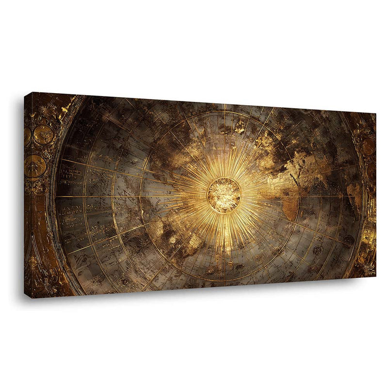 Gold Mysterious Maps Wall Art Modern Canvas Painting Prints Artwork Office Hallway Bedroom Living Room Decor