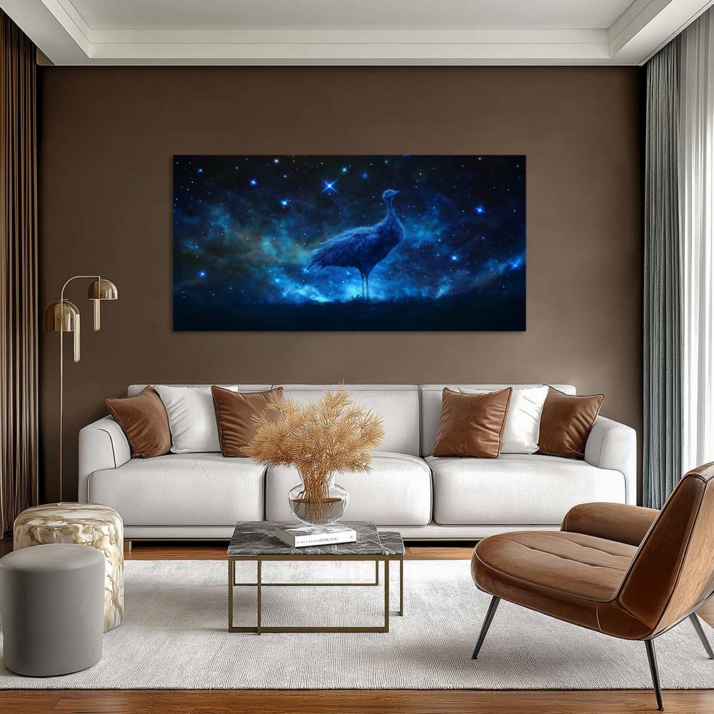 Navy Blue Mysterious Birds Canvas Wall Art for Living Room Prints Artwork Bedroom Office Decor
