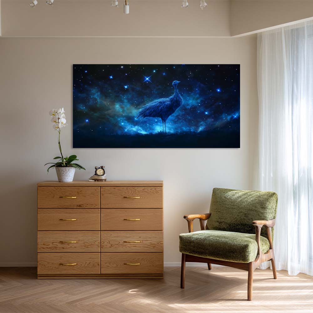 Navy Blue Mysterious Birds Canvas Wall Art for Living Room Prints Artwork Bedroom Office Decor