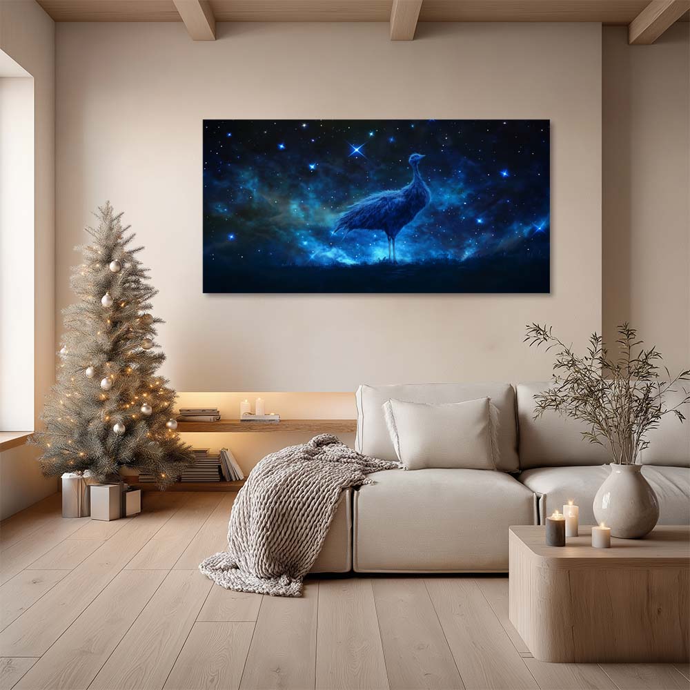 Navy Blue Mysterious Birds Canvas Wall Art for Living Room Prints Artwork Bedroom Office Decor
