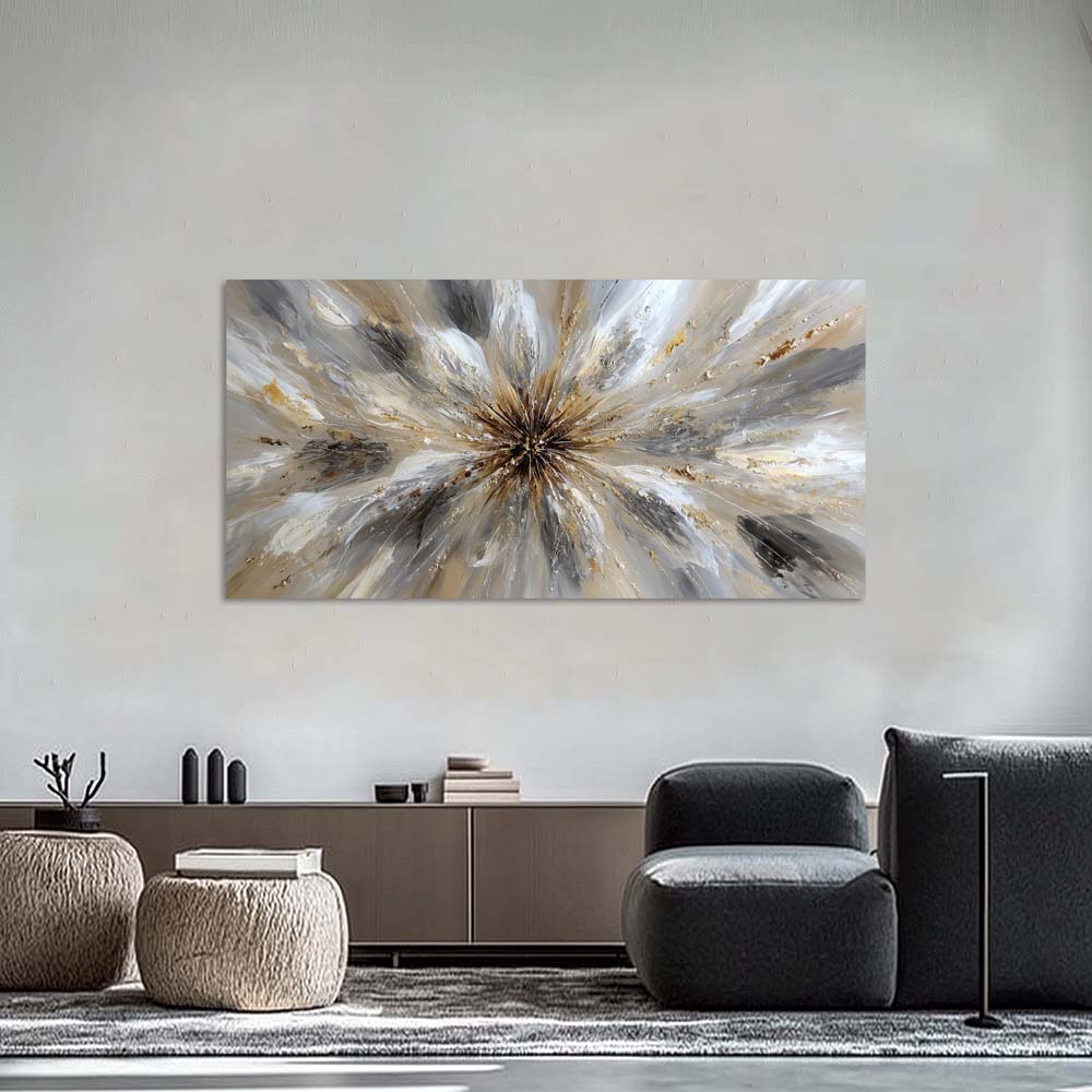 Gold Black and White Abstract Wall Art Modern Canvas Painting Prints Artwork Office Hallway Bedroom Living Room Decor