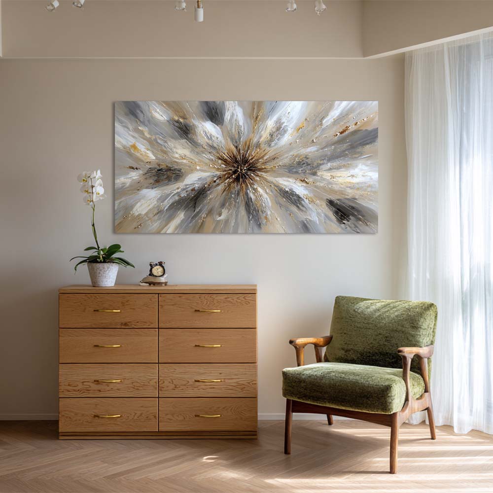 Gold Black and White Abstract Wall Art Modern Canvas Painting Prints Artwork Office Hallway Bedroom Living Room Decor