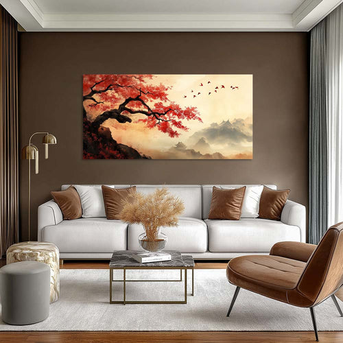 Beige Oriental Birds Wall Art Canvas Painting Prints Artwor Office Bedroom Living Room Decor