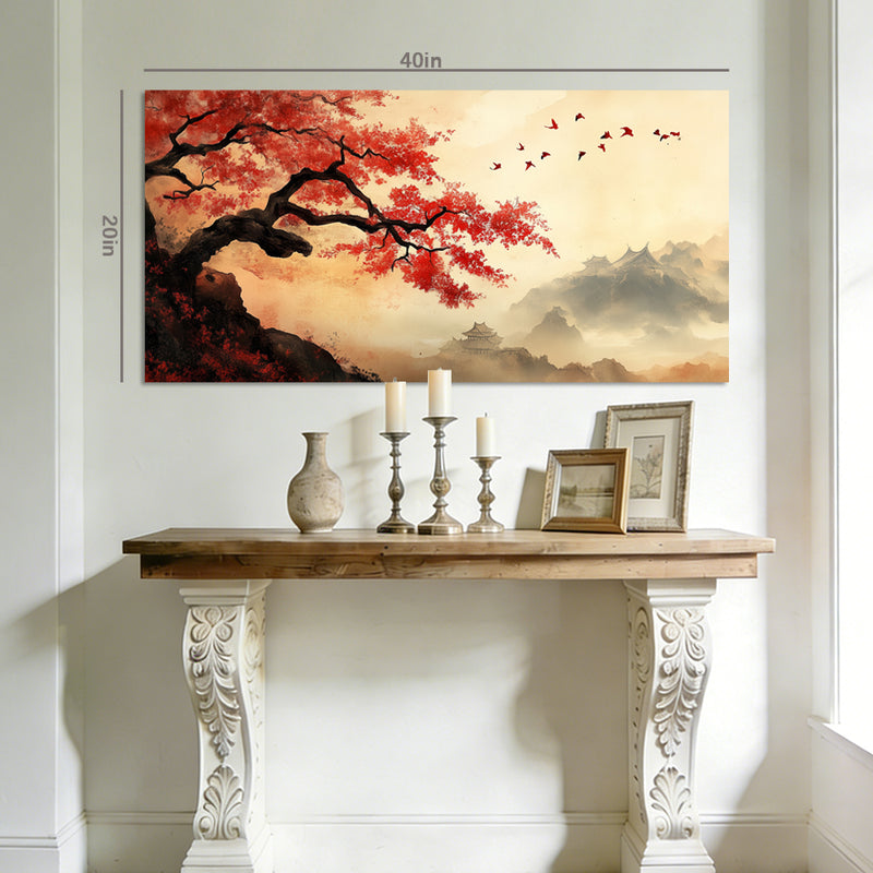 Beige Oriental Birds Wall Art Canvas Painting Prints Artwor Office Bedroom Living Room Decor