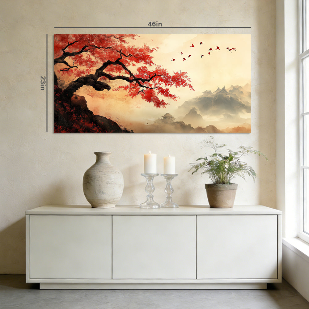Beige Oriental Birds Wall Art Canvas Painting Prints Artwor Office Bedroom Living Room Decor