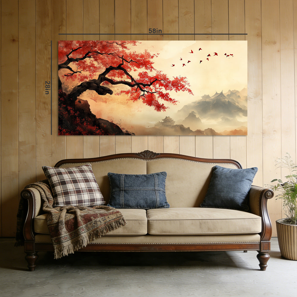 Beige Oriental Birds Wall Art Canvas Painting Prints Artwor Office Bedroom Living Room Decor