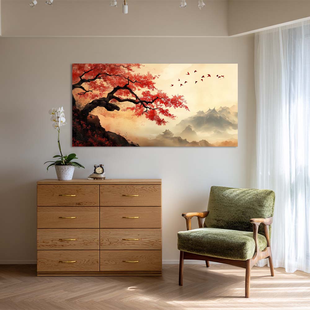 Beige Oriental Birds Wall Art Canvas Painting Prints Artwor Office Bedroom Living Room Decor