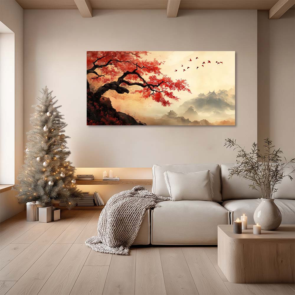 Beige Oriental Birds Wall Art Canvas Painting Prints Artwor Office Bedroom Living Room Decor