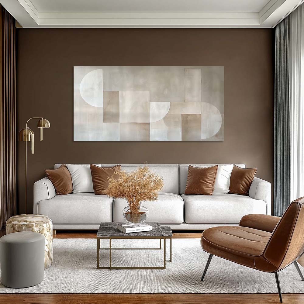 Brown Black and White Abstract Canvas Wall Art