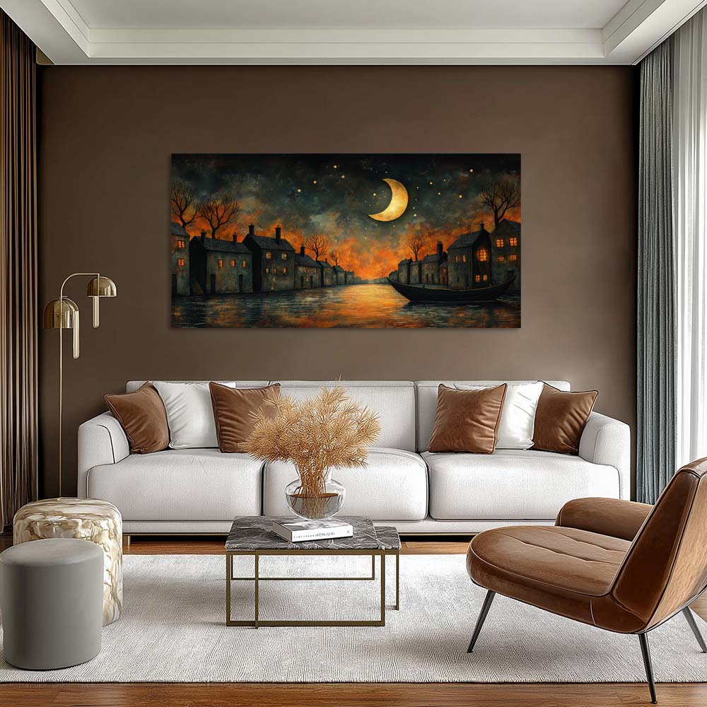 Orange Mysterious Horror Wall Art for Living Room Canvas Painting Prints Artwork Family Bedroom Office Decor