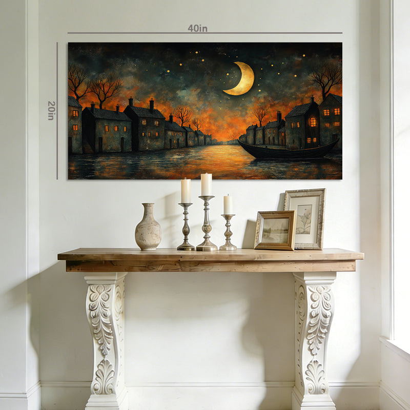 Orange Mysterious Horror Wall Art for Living Room Canvas Painting Prints Artwork Family Bedroom Office Decor