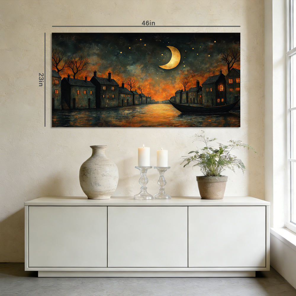 Orange Mysterious Horror Wall Art for Living Room Canvas Painting Prints Artwork Family Bedroom Office Decor