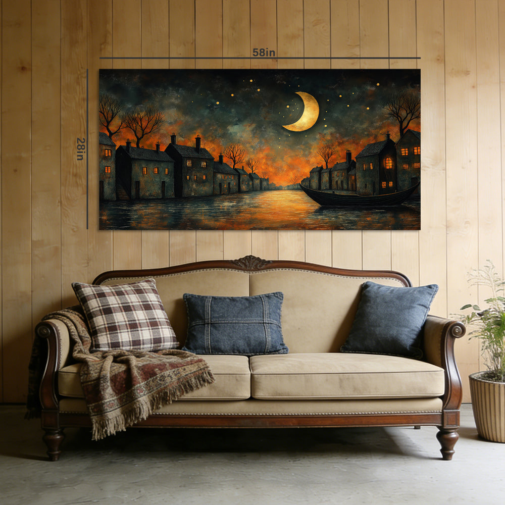 Orange Mysterious Horror Wall Art for Living Room Canvas Painting Prints Artwork Family Bedroom Office Decor